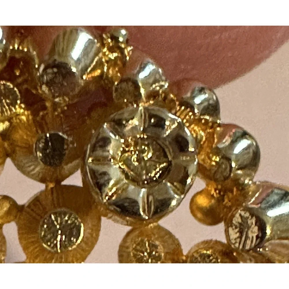 Swan Signed Swarovski Gold & Crystal Round Clip On Earrings